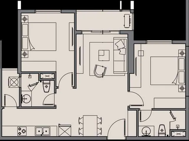 Layout căn B2 — 2 phòng ngủ, 70,0 m²