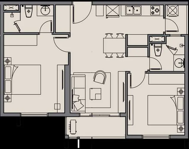 Layout căn B4 — 2 phòng ngủ, 70,2 m²